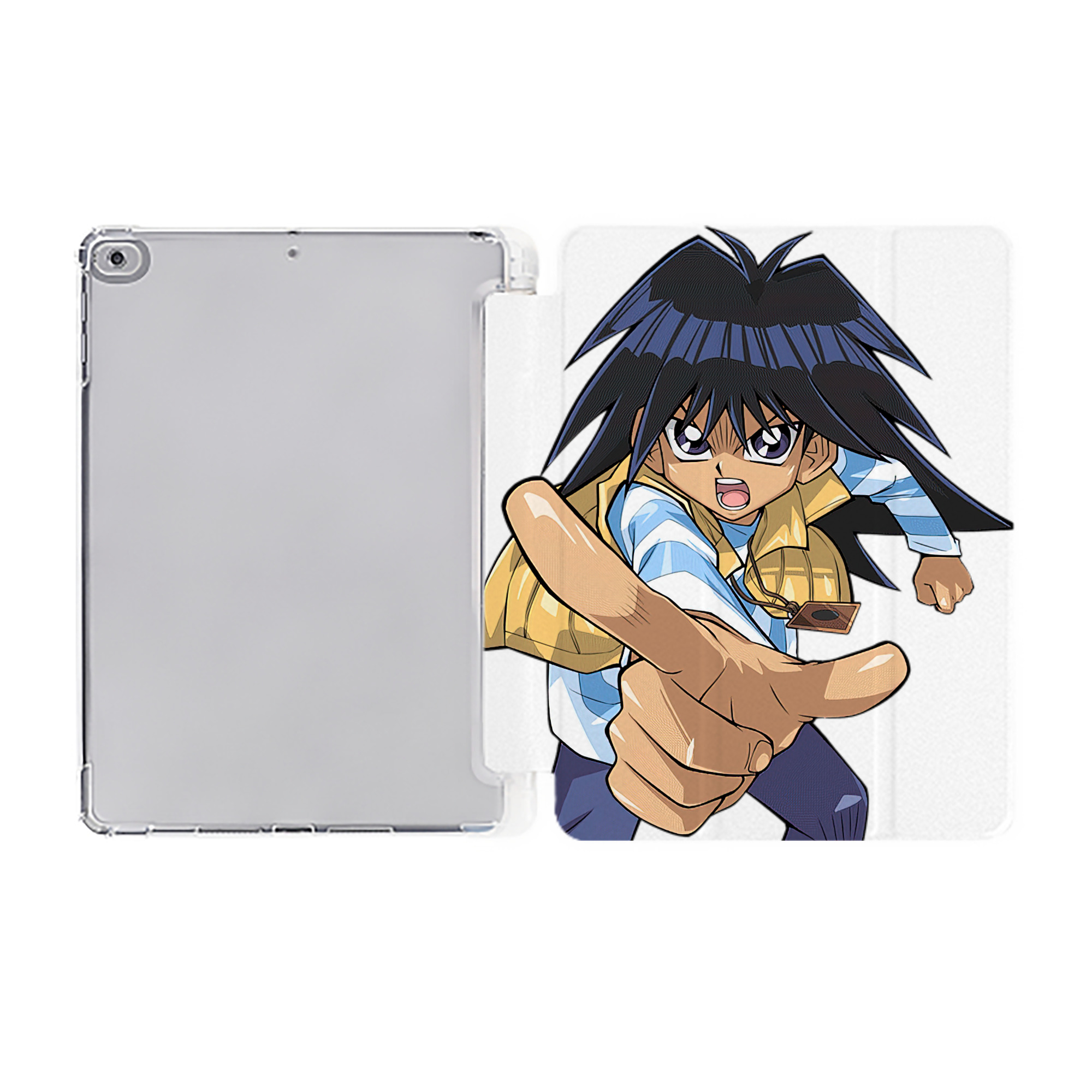 （画像用） 遊☆戯☆王 Yu-Gi-Oh! IPad ケース ペン収納付き 三つ折りスタンド PUレザー×シリコン 対応機種9.5/10.5/10.9インチ